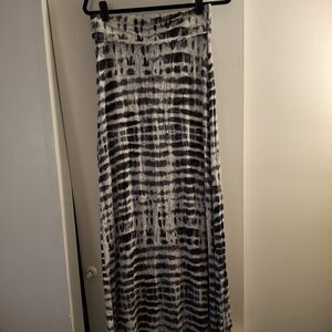 Bjewel Women's Elegant Gray and White Tie-Dye Maxi Skirt